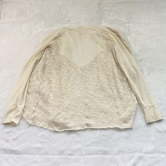 Anthropologie Cream Tiny Open Front Drape Cardigan Sweater - Picture 4 of 7